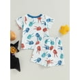 thumbnail image 4 of Wassery Baby Boys Summer Clothes Sets 6M 9M 12M 18M 24M 3T Infant Finger Print Short Sleeve Crew Neck T-Shirts and Elastic Waist Shorts 2Pcs Toddler Boy Outfits 0-3T, 4 of 9