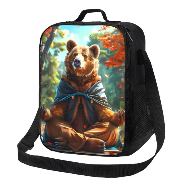 Disketp Maple Meditating Bear Bolsa Térmica Estampada para Almuerzo, Lonchera para Hombres y Mujeres Adultos
