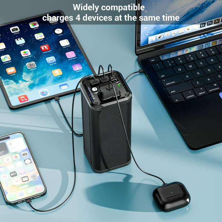 PADJYYUSZ Portable Laptop Power Bank, 27000mAh Battery pack with AC Outlet,  65W PD Fast Charging for MacBook Pro/Air, iPad, iPhone, Samsung, N2 Black