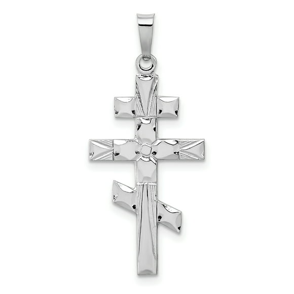 14K White Gold Eastern Orthodox Cross Pendant