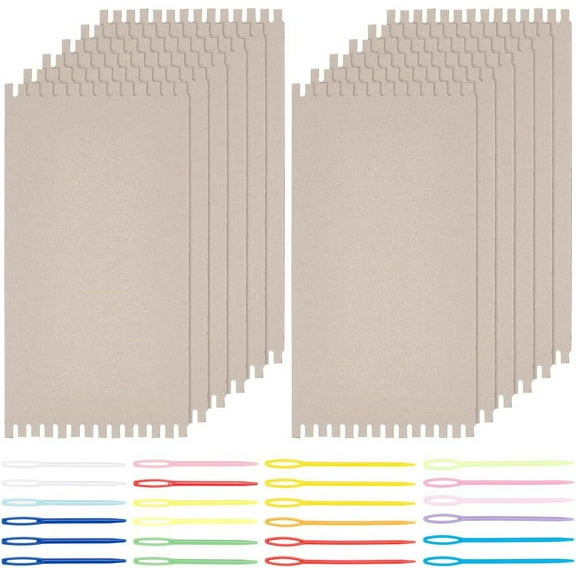 36Pcs Cardboard Weaving Looms Kit (No Wool Yarn) Include 12pcs Wide Notch Weaving Looms 24pcs Plastic Sewing Needles for Beginner Knitting Sewing Crochet Basket Jewelry Crafts-13x6-1/2