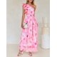 thumbnail image 5 of Vestido largo ZESICA 2025 Boho Floral Rosa XL para mujer, 5 of 9