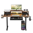 thumbnail image 3 of Sioweci 48x24 Inches Electric Standing Desk with Keyboard Tray, Height Adjustable Stand up Desk with 2 Drawers, Ergonomic Sit to Stand Desk with Storage Monitor Stand, Computer Table, Rustic,Brown, 3 of 11