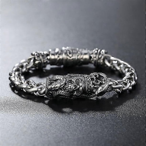 Pulsera gótica vintage de esqueleto para hombre, estilo hip hop, punk rock, accesorios casuales para fiestas