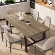 71 Dining Table for 6-8 People, Industrial Kitchen Table with Sturdy Metal Frame, Large Rectangular Dinner Table, Rectangular Counter for Dinner, Kitchen, Dining Room