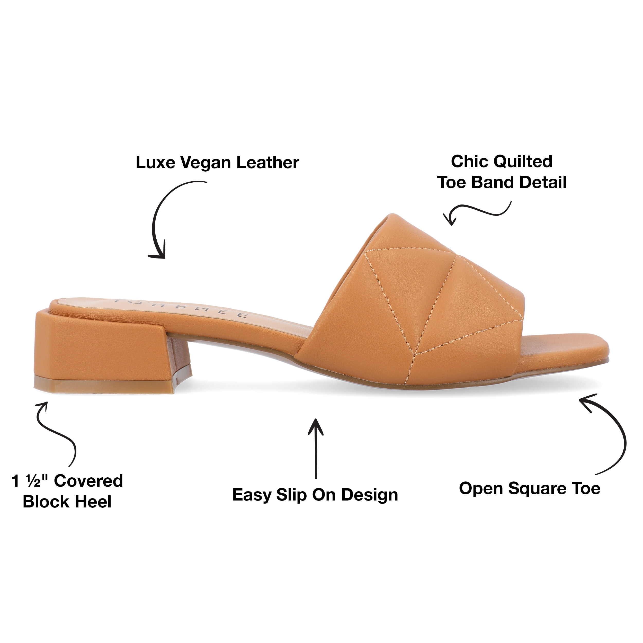 Journee Womens Elidia Slip On Block Flat Sandals