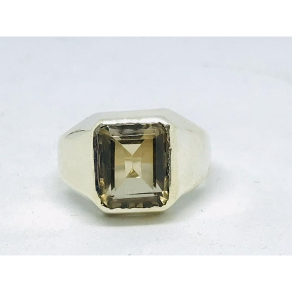 Smoky quartz men ring in 925 sterling silver