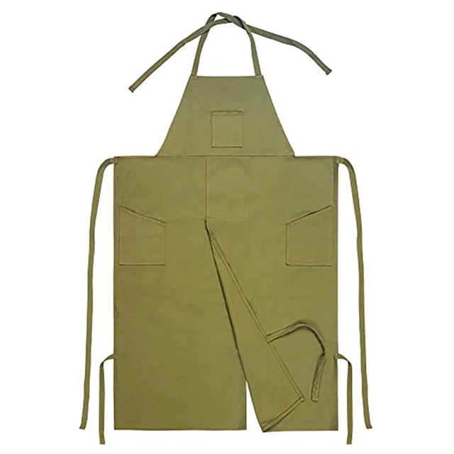 Naiovety Delantal de pierna dividida, delantal de cerámica, de bolsillo, impermeable, apto para máquina. Para entusiastas del trabajo en Cubiertas para muebles de jardín Verde