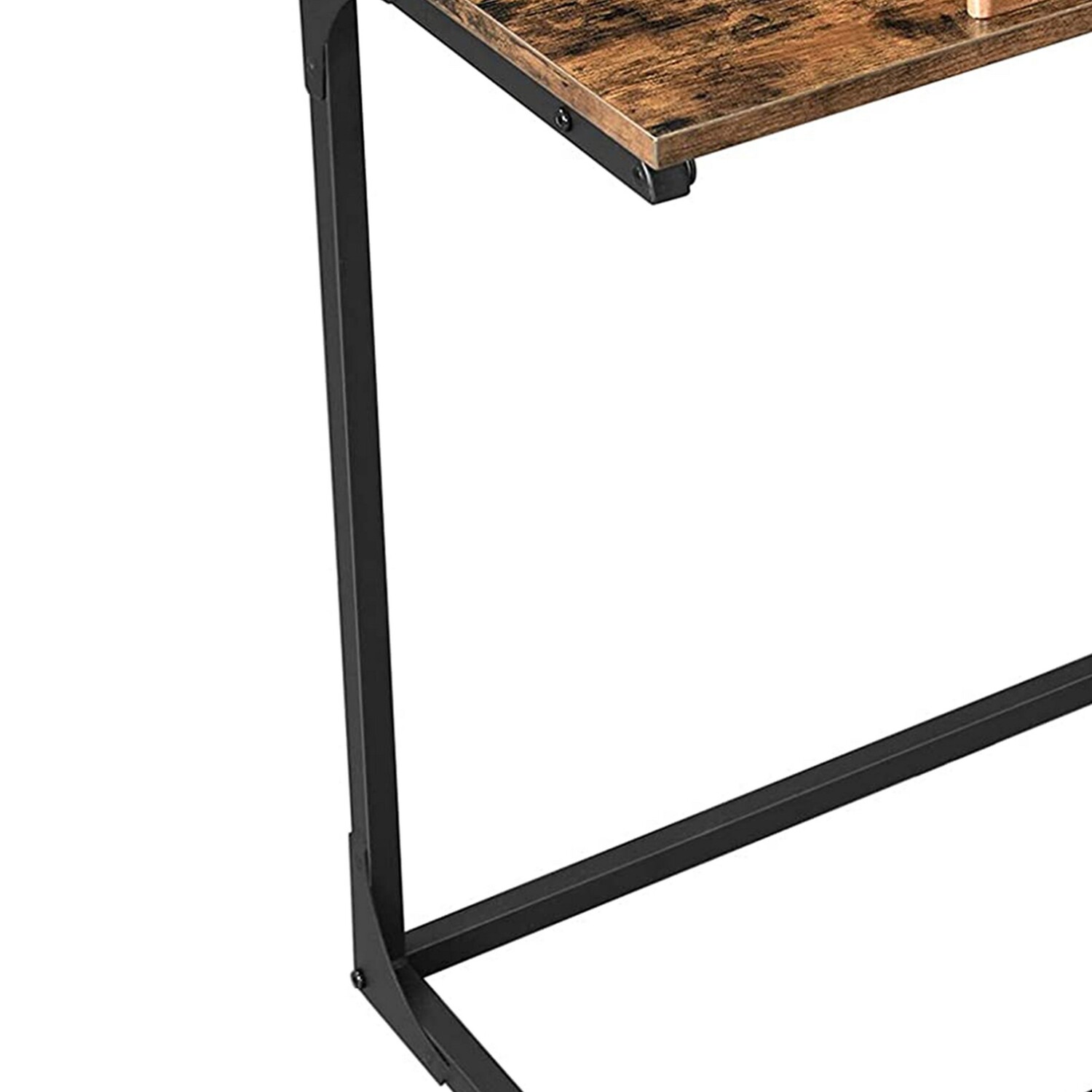 Metal Laptop Table with Tilting Wooden Top and Grains, Brown and Black - image 3 of 5