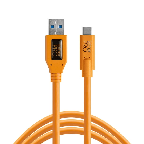 Cable Tether Tools TetherPro USB 3.0 a USB-C de 4,6 m, color naranja
