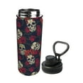 thumbnail image 2 of Goofa Roses Skulls Print 18oz Sports Insulated Kettle With Straw Water Bottle Sports Water Bottle For Running Hiking Cycling Climbing Mans Womans, 2 of 7