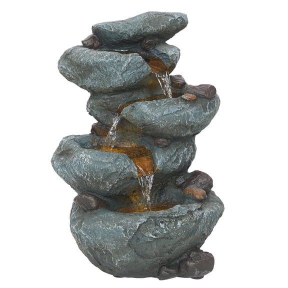 3-Tier Rock Fountain with LED Lights