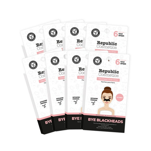 Republic Cosmetics Pack 8 Cajas Parche Para Nariz con Carbón Activado 6 Pzas