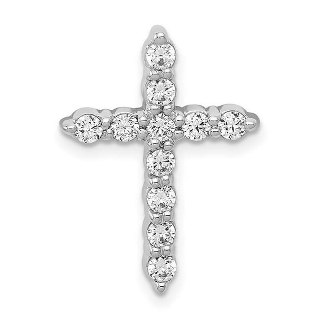 Quality Gold PM4969-050-WA 14K White Gold 0.5CT Diamond Cross Chain Slide Pendant