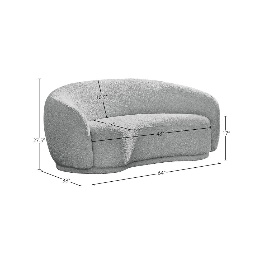 Meridian Furniture Hyde Grey Boucle Fabric Loveseat