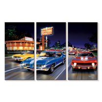 Elephant Stock Woodward Ave Wall Art - Horizontal Multi Panel Canvas - Living Room Wall Decor - Sports Multi Panel - Blue And Orange Decor By Bruce Kaiser - 45" x 28"