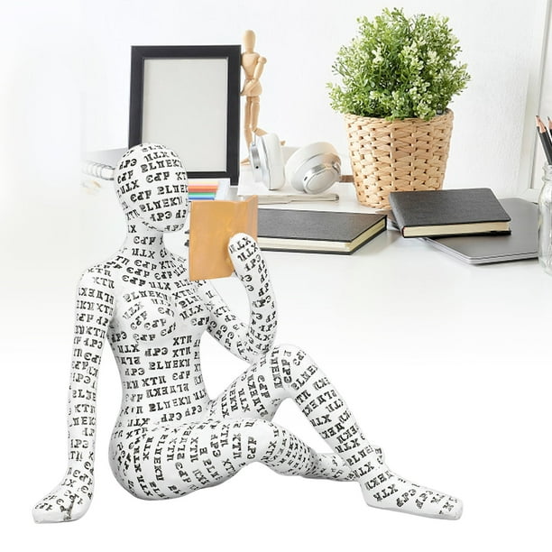 Estatua de Pensador de Mujer, Estatua de Pensador de Lectura de Pulpa, Decretacia del Hogar, Escultura de Resina Abstracta Moderna para Sala de Estar, Oficina, Dormitorio