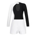 thumbnail image 2 of TSSOE Girls 2Pcs Shiny Rhinestone Tracksuit Long Sleeves Leotard with Boy Short Set Unitard Biketard White 12, 2 of 5