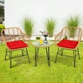 thumbnail image 3 of Patiojoy 3 Pieces Patio Furniture Set w/Tempered Glass Coffee Table Set for Garden and Backyard Red Cushions, 3 of 10
