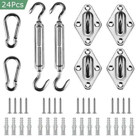 Steel Patio Kits GLiving 37 pcs Shade Sail Hardware Kit for Wire Rope - Heavy Duty Stainless Steel Cable Railing Kits for Triangle Sun Shade Sail in Outdoor Patio Lawn Garden ()