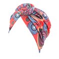 thumbnail image 1 of Turbans de Style Bohème pour Femmes Conception Élastique Couvre-Chef Bonnet Plissé Tête de Mort à la Mode Couvre-Chef Tourbillonnant Cercle Rouge, 1 of 5