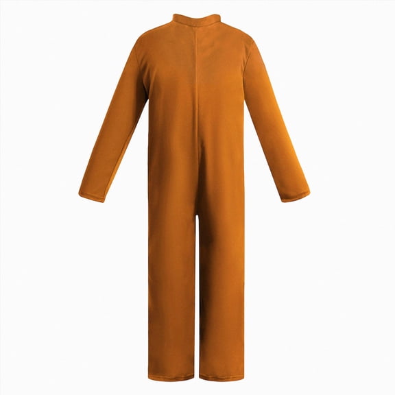 NOLDARES Orange Bodysuit for Kids Halloween Stretch Spandex Zentai Suit Open Face One Piece Unitards Clothes Holiday Party Outfit(Brown,5-6 Years)