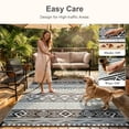 thumbnail image 5 of Moynesa Outdoor Rug Waterproof, 4'x6' Lightweight Plastic Straw Rug for Camping RV, Reversible Outside Carpet for Patio Deck Porch Balcony Picnic Tent, Black/Gray, 5 of 11