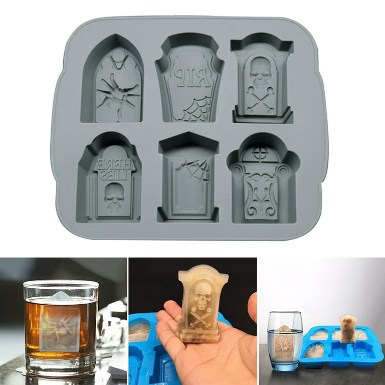 Large Tombstone-shaped Ice Cube Mold Silicone Ice Cube Tray Silicone Ice  Cube Molds For Whiskey, Cocktails, Beverages, Iced Tea & Coffee Cute And Funny  Ice Tombstone-shaped BPA Free Gray 