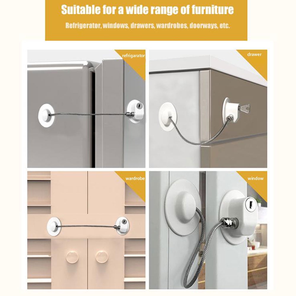 Willstar 2Pcs Child Safety Lock Strap Lock No Drilling Baby Proofing Cabinet Latches Multi-Use Adjustable Strap Locks with Strong Adhesive for Drawers Door Fridge & More