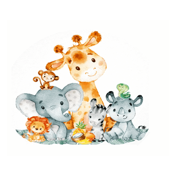Whimsical Practicality’s Baby Jungle Animals Edible Icing Image Cake Topper-1/4 Sheet or Larger