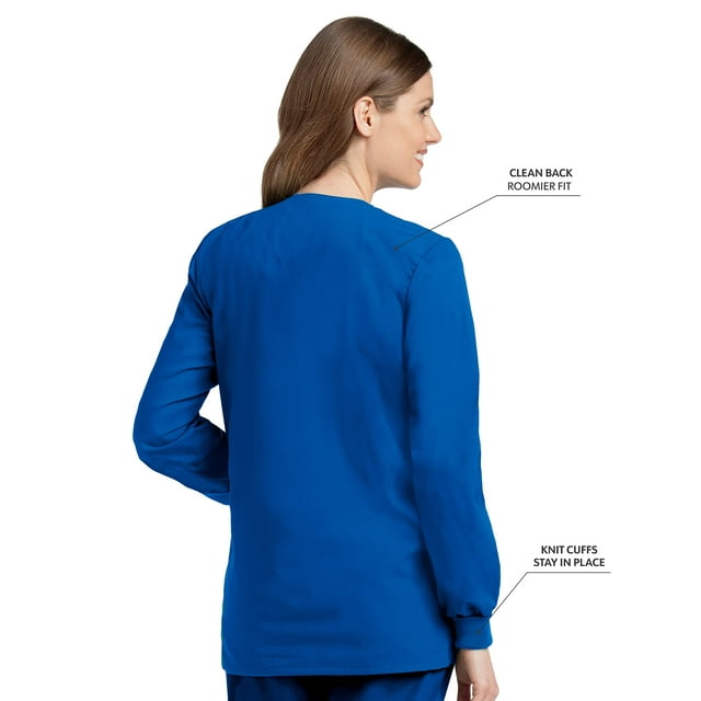 Landau Veste de Gommage Classique pour Femmes, Coupe Décontractée, Col Rond, 4 Poches