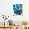 thumbnail image 3 of Nawypu Blue Flower Abstract Canvas Wall Art Blue White Gold Abstract Large Painting White Flower Texture Artwork Gold Poster Prints Teal Flower Pictures Turquoise Modern Art Wall Decor, 3 of 5