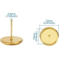 thumbnail image 3 of 60Pcs Golden Brass Blank Round Bezel Tray Cabochon Setting Post Stud Earrings 10mm Inner Diameter, 3 of 5