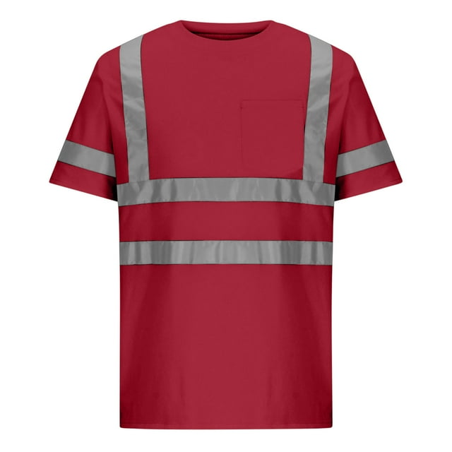 Mens Hi Vis Safety Shirt 2025 Short Sleeve Reflective Work Tee Lightweight Moisture Wicking Quick Dry Mesh High Visibility Construction Shirt Outdoor Utility Top