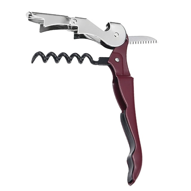 Ohufall Double Hinged Waiters Wine Key With Foil Cutter Manual Wine Opener Kitchen Gadgets Bartender Tool