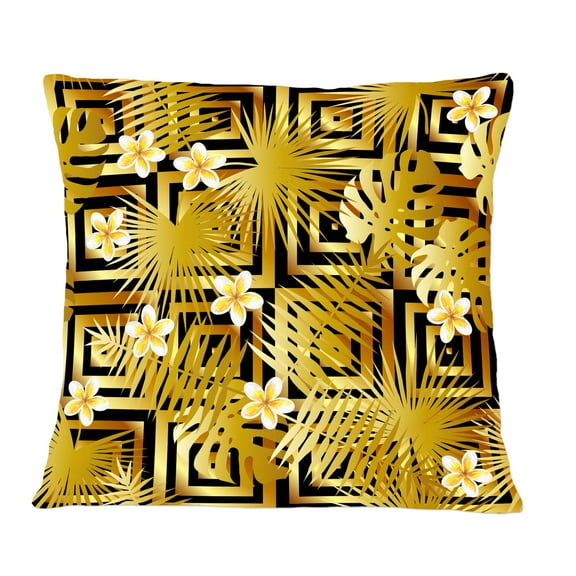 Designart Modern gold luxury pattern' Mid-Century Modern Throw Pillow - 12x20