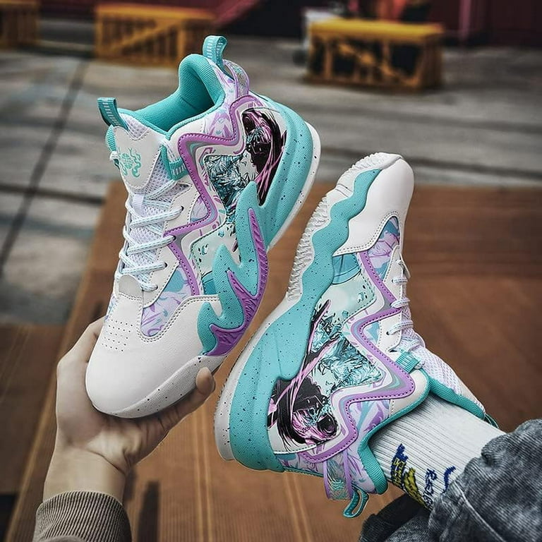 Men's Women's Basketball Shoes, Youth High Top Fashion Basketball Sneakers,  Anti Slip Basketball Trainers, Sports Shoes for Mens Outdoor and Indoor
