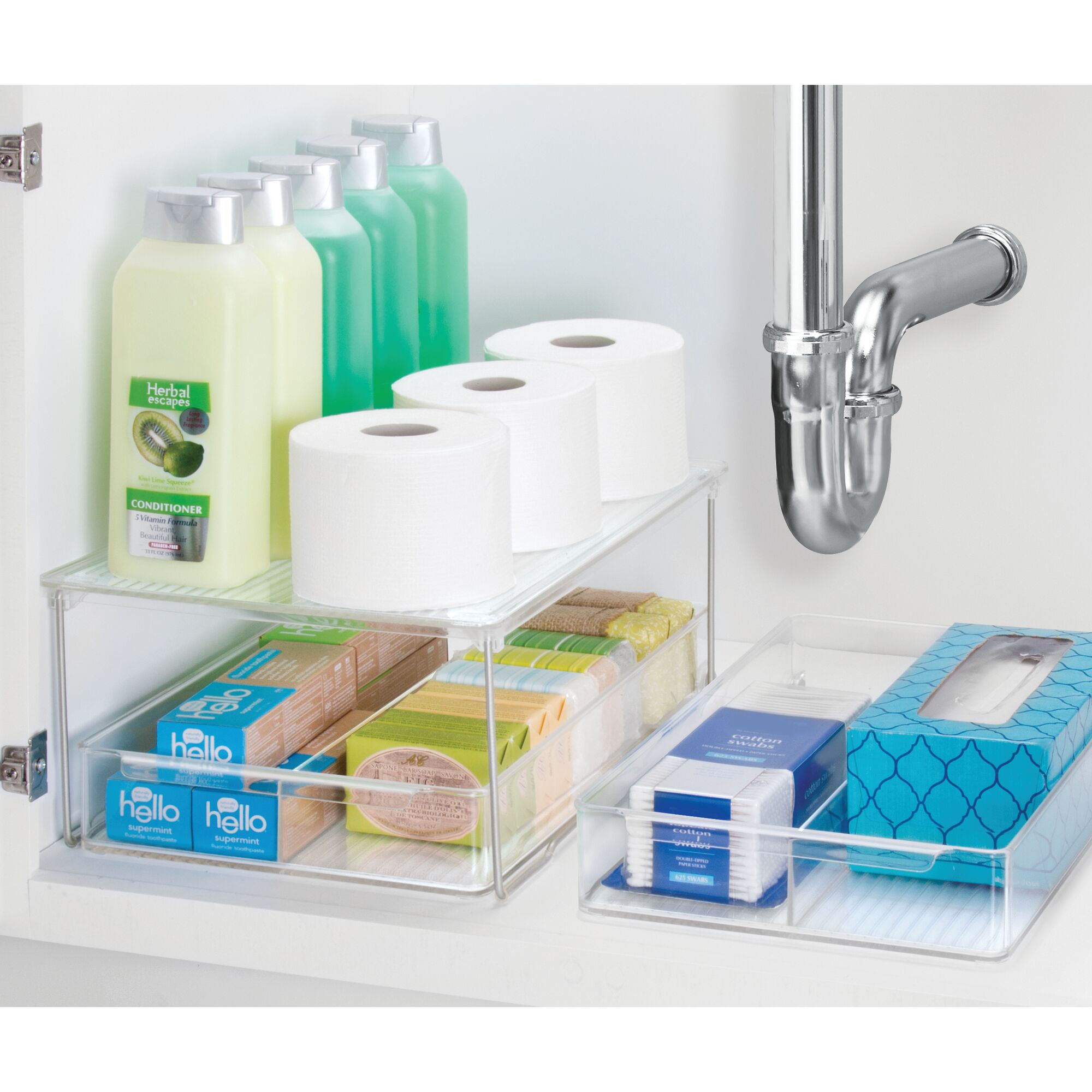 iDesignc Basic Stackable Bathroom Shelf Riser, Recycled Plastic, Clear
