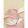 thumbnail image 5 of Suealasg Toddler Baby Girl Easter Romper Clothes 3M 6M 12M 18M 24M Long Sleeve Rabbit Print Bunny Ears Hooded Bodysuit Newborn Spring Easter Animal Jumpsuits, 5 of 8