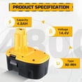 thumbnail image 2 of Batería Ni-MH de 14,4 V, 4,8 Ah, paquete de 2 unidades de repuesto para Dewalt, 2 of 7