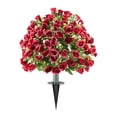 thumbnail image 2 of Arbustos de vegetación artificial con estacas decorativas, rosas artificiales para jardín al aire libre., 2 of 4