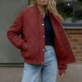 thumbnail image 2 of ZQUUVOU Women's Fall Quilted Jackets Crew Neck Lightweight Padded Jacket Casual Loose Snap Front Outerwear with Pockets Red, 2 of 9