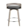 thumbnail image 6 of Grotto Mid-Century Modern Counter Stool with Light Grey Wood and Black Faux Leather by LumiSource - Set of 2, 6 of 7