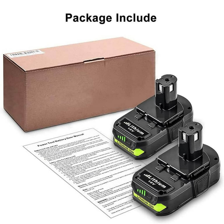 Ryobi 18V Rechargeable Drill Power Tools 2Pack P102 Lithium Ion Battery Replacement for P108 P107 P103 Walmart