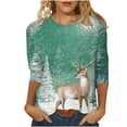 thumbnail image 2 of Women's Christmas Crew Neck 3/4 Sleeve T-Shirt Top,Christmas Tops 3/4 Sleeve Shirts for Women Crew Neck Xmas Print Graphic Tees Blouses Casual Plus Size Basic Tops, 2 of 5