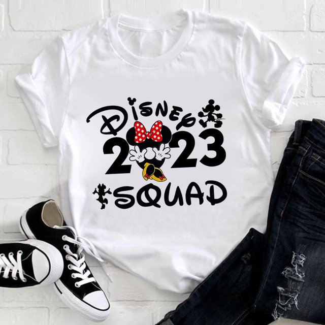 Disney Mickey Minnie Aesthetic Ropa Mujer 2023 New Fashion Family Vacation T Shirts Women Summer Harajuku Casual Girls TopsAldult-S(1pc) Gao Jinjia LED