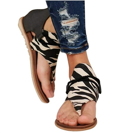 

LoyisViDion Women Summer Clip-Toe Shoes Zipper Comfy Sandals Flats Casual Beach Sandals Black 6.5-7(37)