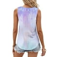 thumbnail image 4 of AherBiu Summer Tops for Women Tie-Dye Tank Top Ruffle V Neck Casual Loose Basic Comfy Top Tees Shirts, 4 of 6