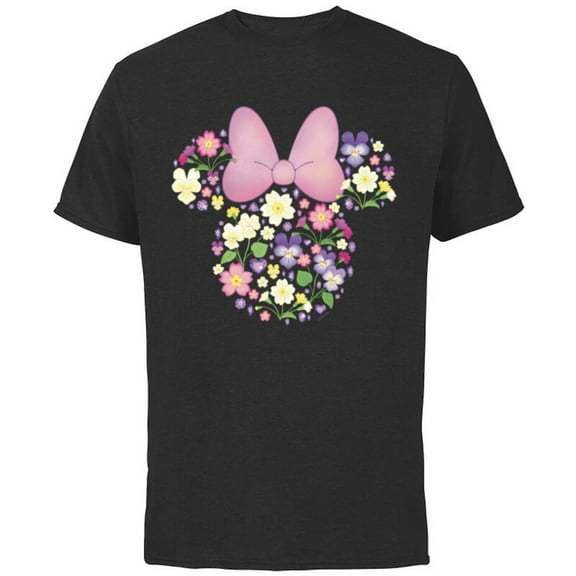 Disney Minnie Mouse February Birth Month Birthstone & Flower - Short Sleeve Cotton T-Shirt for Adults - Customized-Black