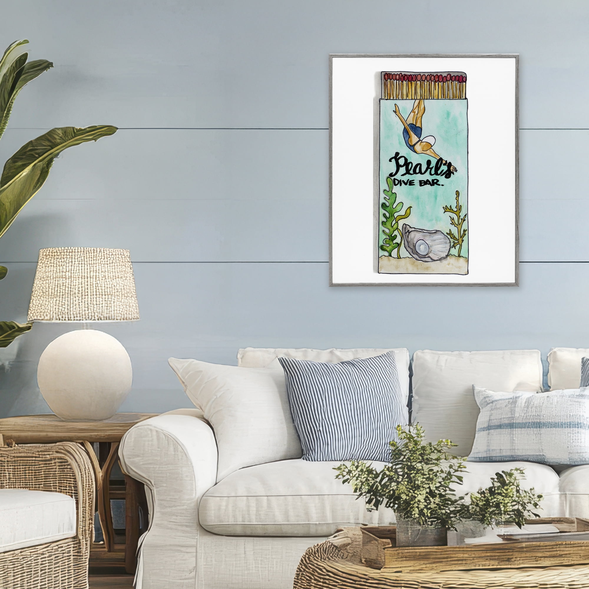 Stupell Industries Pearl Dive Matchbook Gray Framed Giclee Art, design by Nola James